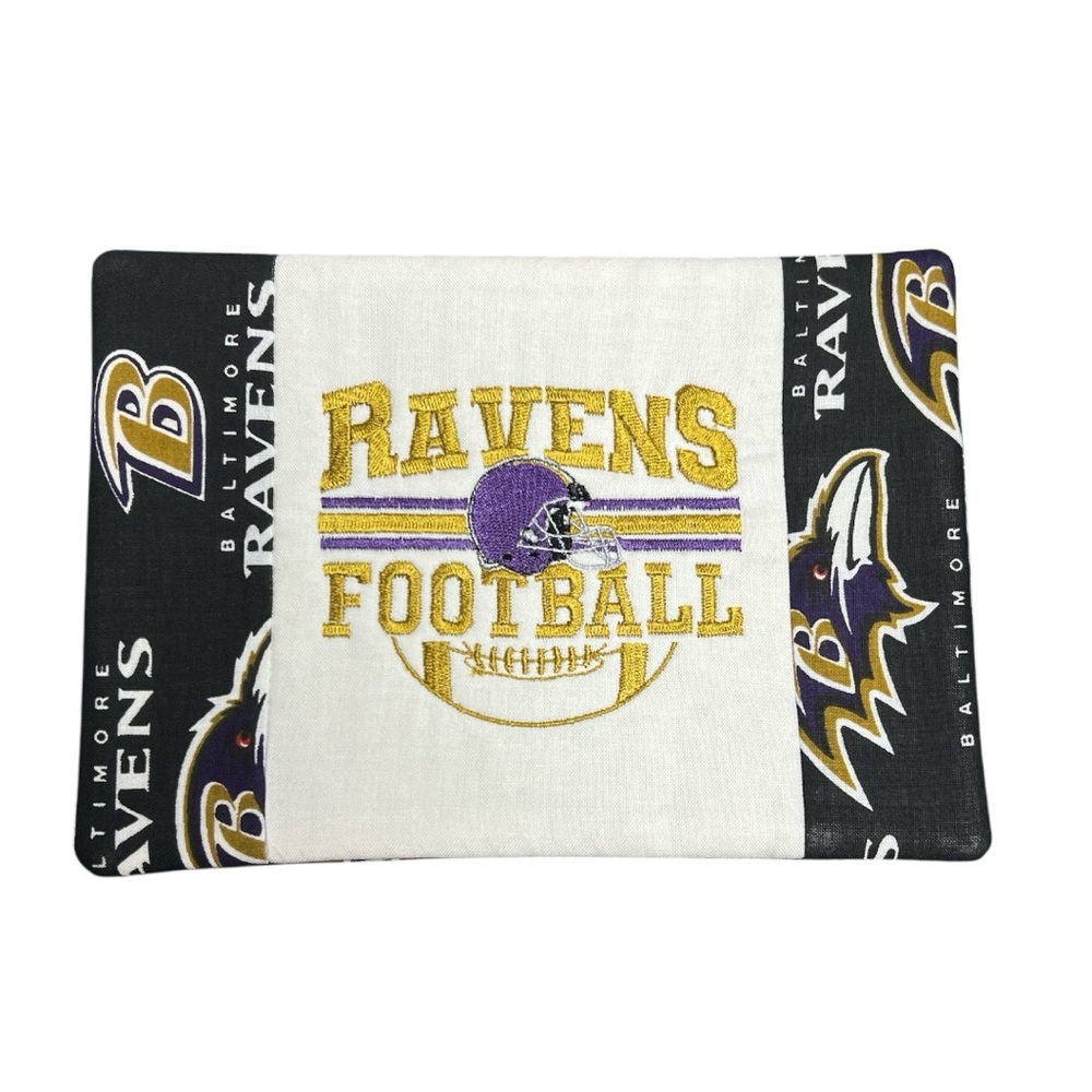 Hand Crafted Baltimore Ravens Mug Rug NFL Football Quilted Coaster Reversible